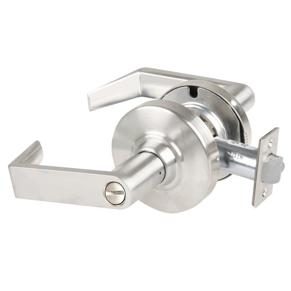 Schlage Grade 2 Privacy Cylindrical Lock with Field Selectable Vandlgard, Rhodes Lever, Non-Keyed, Satin Nic ALX40 RHO 619